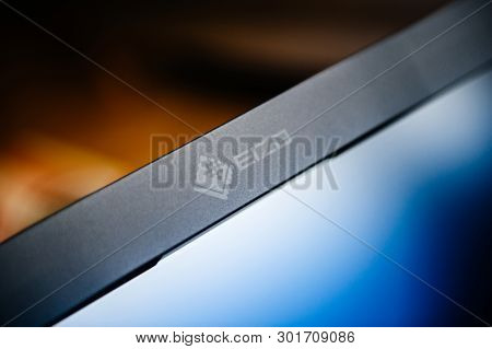 Frankfurt, Germany - Jan 13, 2016: Eizo Logotype Insignia On The New Professional Monitor Manufactur