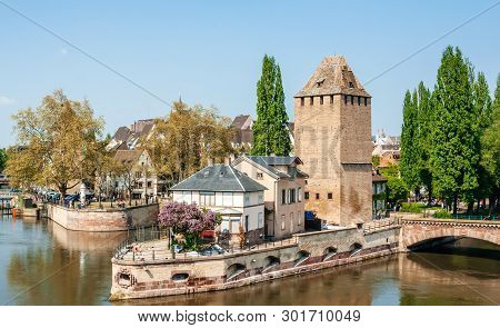 Strasbourg, France - May 5, 2013: Aerial View Of Tiny Alsatian House On The Base Of Les Ponts Couver