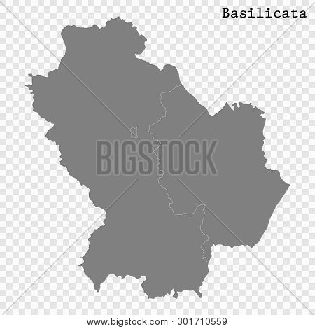 High Quality Map Of Basilicata Is A State Of Italy, With Borders Of The Districts