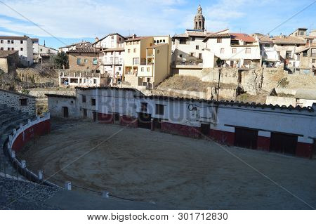 December 27, 2013. Picturesque Bullring In Rubielos De Mora, Teruel, Aragon, Spain. Travel, Nature, 