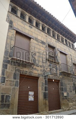 December 27, 2013. Pretty Facade Of A Picturesque Building In Rubielos De Mora, Teruel, Aragon, Spai