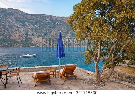 Beautiful Autumn Mediterranean Landscape.  Montenegro, Adriatic Sea, View Of Bay Of Kotor Near Stoli