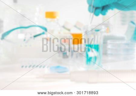 Scientific Background With Experimental Table Out Of Focus, Text Space