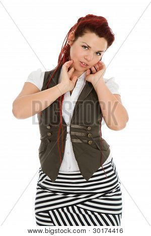 Jolie fille belle isolée sur fond blanc