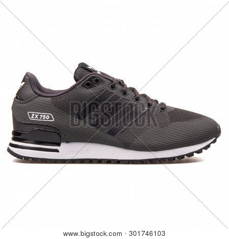 Vienna, Austria - August 10, 2017: Adidas Zx 750 Wv Black And White Sneaker On White Background.