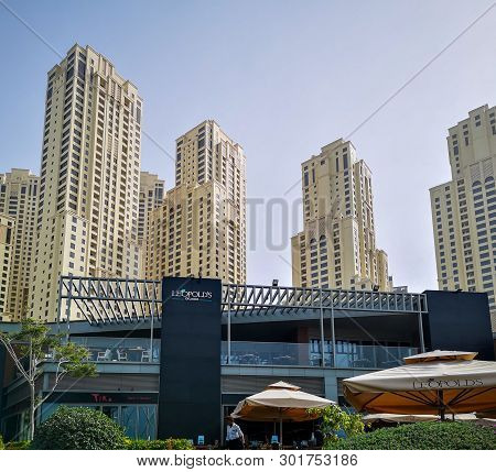 Jbr, Jumeirah Beach Residences Skyscrapers, A New Tourist Attraction Area In Dubai, United Arab Emir