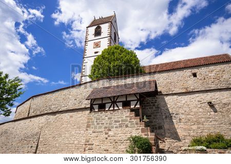 An image of the fortified church at Bergfelden south Germany