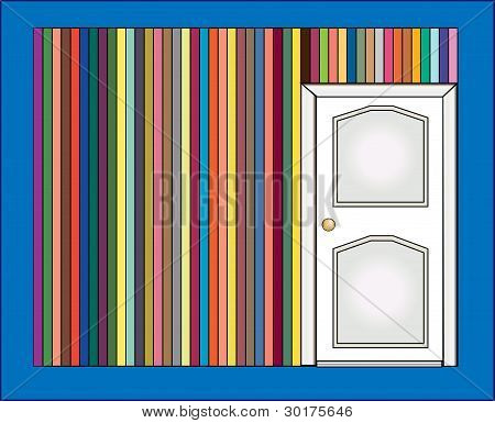 Ilustración de vector de puerta y pared colorido
