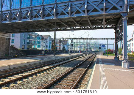 Lucerne, Switzerland - Oct 18, 2018: The Arth-rigi-bahn Is Standard-gauge Rack Railway Connecting, S