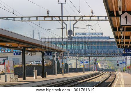 Lucerne, Switzerland - Oct 18, 2018: The Arth-rigi-bahn Is Standard-gauge Rack Railway Connecting, S