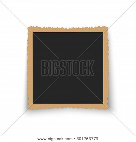 Retro Photo Frame With Vintage Figured Edges Isolated On White Background. Blank Old Photo Card With