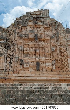 Details Of Mayan Sculptures, Symbolizing Men, In The Archaeological Area Of Ek Balam, On The Yucatan