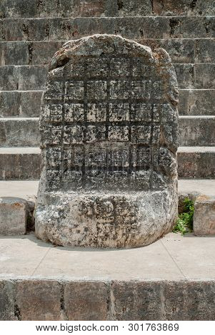 Ancient Mayan Engraving, In The Archaeological Area Of Ek Balam, On The Yucatan Peninsula