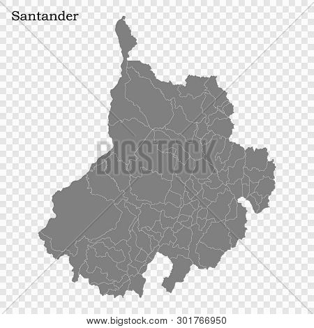 High Quality Map Of Santander Is A State Of Colombia, With Borders Of The Districts