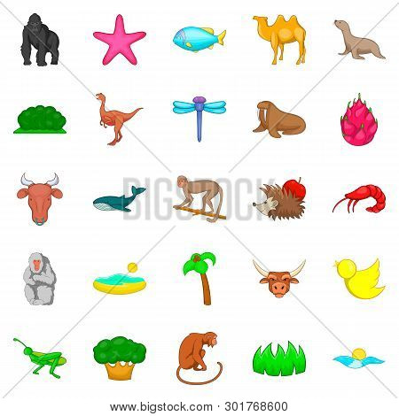 Herbivore Icons Set. Cartoon Set Of 25 Herbivore Icons For Web Isolated On White Background