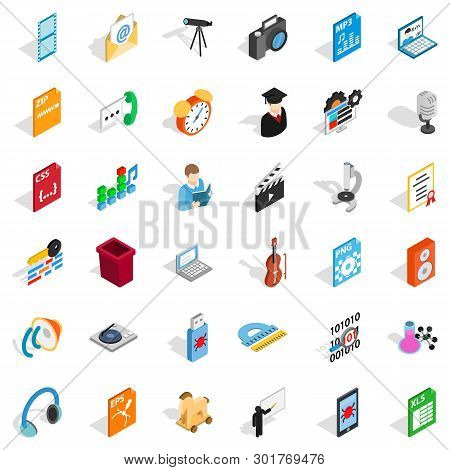Modern Mail Icons Set. Isometric Set Of 36 Modern Mail Icons For Web Isolated On White Background