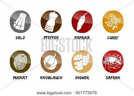 Spices Button Icon Vector Season Cook Salt Pepper