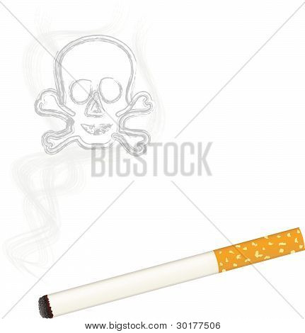 Hořící cigareta + lebka v kouři