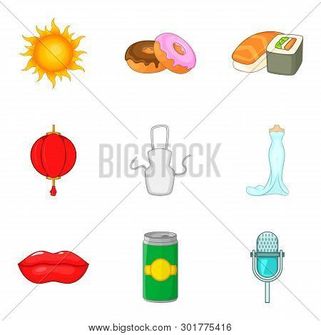 Shindig Icons Set. Cartoon Set Of 9 Shindig Icons For Web Isolated On White Background
