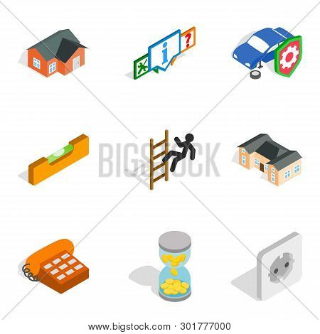 Capital Repair Icons Set. Isometric Set Of 9 Capital Repair Icons For Web Isolated On White Backgrou