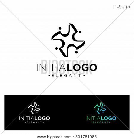 Monogram Initial R, Rr, R Logo Template Black Color Vector Illustration