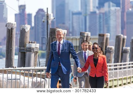New York, Ny, Usa - May 16, 2019: Mayor Of New York Bill De Blasio And His Wife Chirlane Mccray Arri