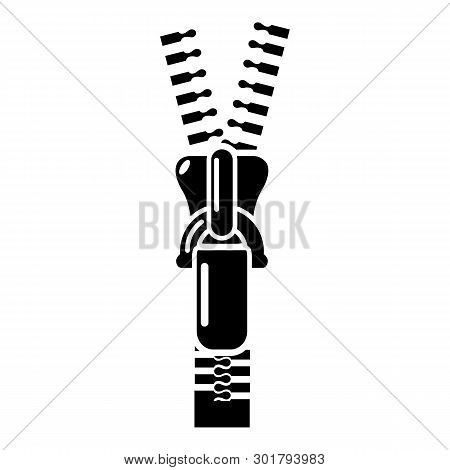 Half Opened Zip Icon. Simple Illustration Of Half Opened Zip Icon For Web