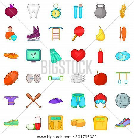 Affluence Icons Set. Cartoon Set Of 36 Affluence Icons For Web Isolated On White Background