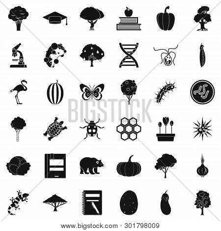 Microbiology Icons Set. Simple Set Of 36 Microbiology Icons For Web Isolated On White Background