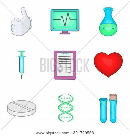 Psychotherapeutic Icons Set. Cartoon Set Of 9 Psychotherapeutic Icons For Web Isolated On White Back