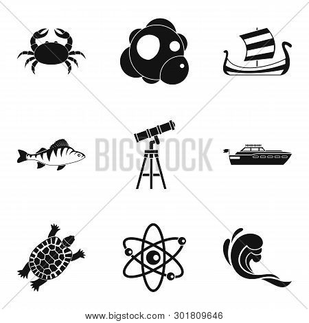 Oceanographic Icons Set. Simple Set Of 9 Oceanographic Icons For Web Isolated On White Background