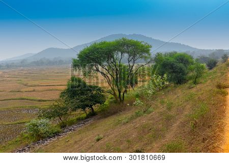View Of Baranti, A Small Tribal Village In Purulia District , With A Water Reservoir Under Ramchandr