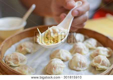 Xiaolongbao On Plate Dimsum. Dumpling.