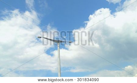 Lamppost And Sky. Sunny Day On The Seaside Promenade