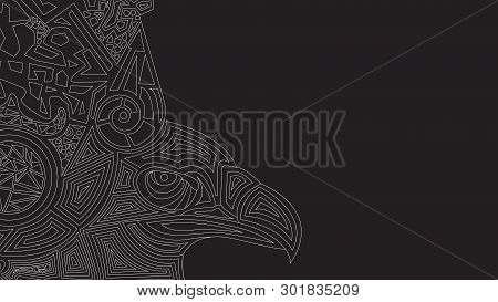 Black Background With Ethnic Pattern And Eagle