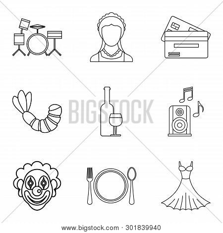 Whoopee Icons Set. Outline Set Of 9 Whoopee Icons For Web Isolated On White Background