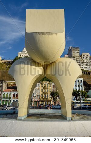 Salvador, Brazil - 3 February 2019: Modern Statue At Lower City In Salvador Bahia On Brazil