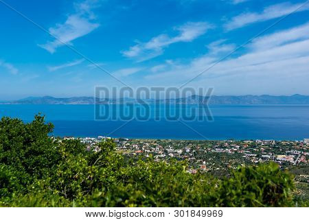 View From Filerimos Mountain To The Aegean Sea In Summer