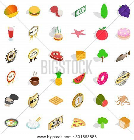 Regimen Icons Set. Isometric Set Of 36 Regimen Icons For Web Isolated On White Background