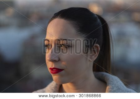Girl Enjoying The Sunset
