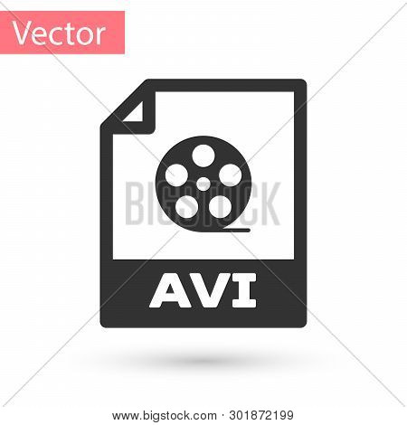 Grey Avi File Document Icon. Download Avi Button Icon Isolated On White Background. Avi File Symbol.