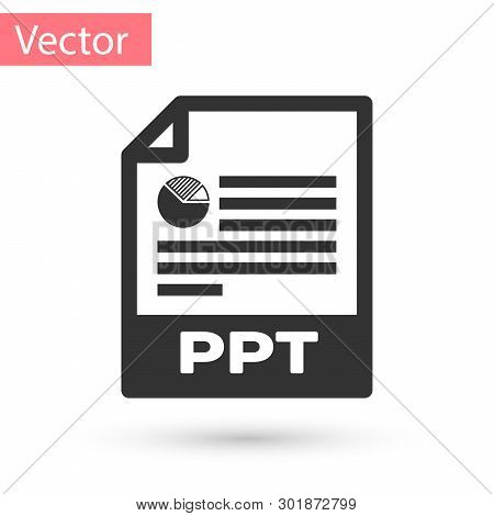 Grey Ppt File Document Icon. Download Ppt Button Icon Isolated On White Background. Ppt File Present