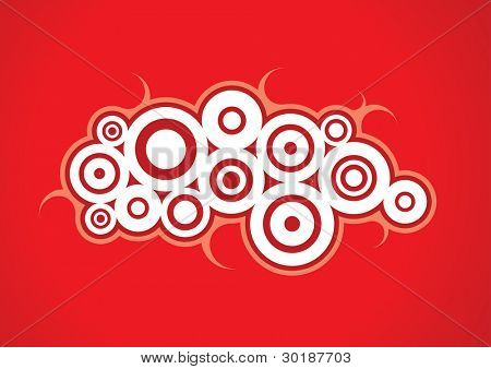 desenho abstrato. círculos brancos em fundo vermelho