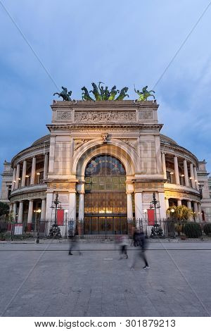 The Politeama Theatre Is A Theatre In Palermo. Located In The Central Piazza Ruggero Settimo And Rep