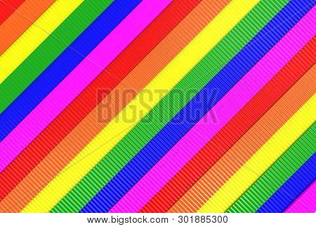 3d Rendering. Modern Diagonal Lgbt Rainbow Color Falg Design Wall Backgorund.