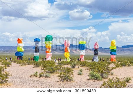 Las Vegas, Nevada, Usa - 12 May, 2019: Seven Magic Mountains Art Installation Near Las Vegas City. P