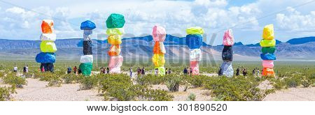 Las Vegas, Nevada, Usa - 12 May, 2019: Seven Magic Mountains Art Installation Near Las Vegas City. P