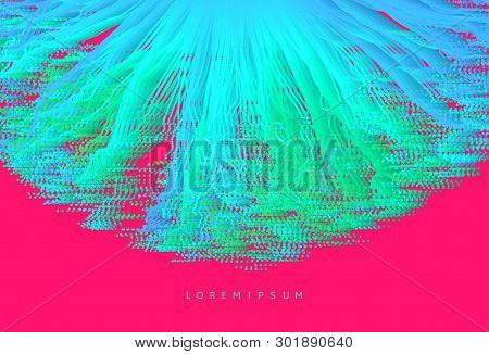 Point Explode. Array With Dynamic Emitted Particles. 3d Technology Style. Abstract Background. Vecto