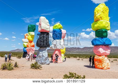 Las Vegas, Nevada, Usa - 12 May, 2019: Seven Magic Mountains Art Installation Near Las Vegas City. P