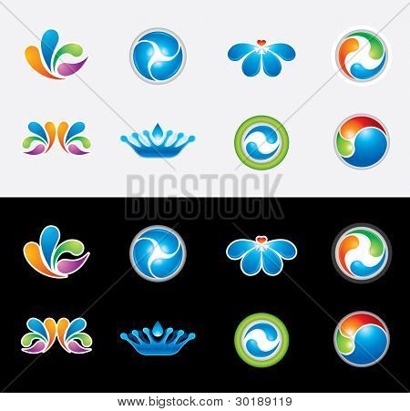 Veden käsite sisustuselementtejä. Vector merkistö. CMYK-väritila.